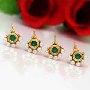 Green Color Kundan Nose Pin